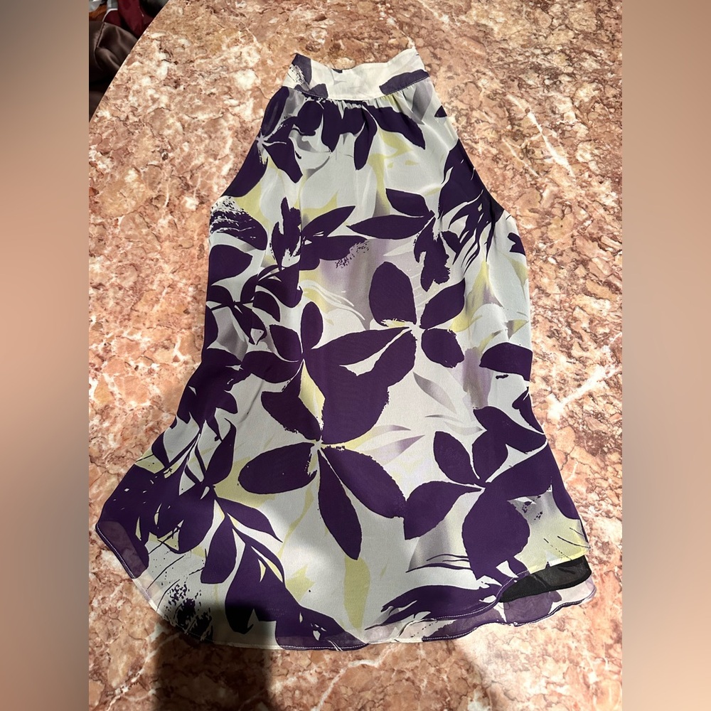 Kenneth Cole Purple and White Patterned Blouse